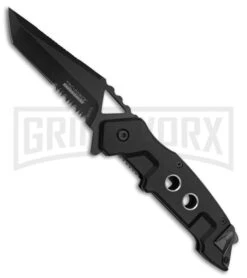M-Tech Evolution Jet War Black Spring Assisted Knife - Black Serr