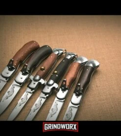 8" Medteh Russian Leverlock Dark Wood Stiletto Automatic Knife - Satin Plain -Best Knife Shop meditex stiletto leverlock variety dl large