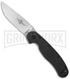 Ontario RAT Model 1 Black Folding Knife - D2 Satin Plain