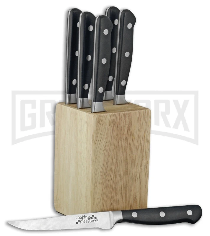 Rite Edge Cooking Pleasures 6 Piece Steak Knife Set - Satin Serr 3 Rite Edge Cooking Pleasures 6 Piece Steak Knife Set - Satin Serr