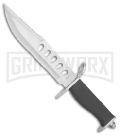 Rite Edge Crack Black Fixed Blade Knife W/ Glass Breaker - Satin Plain