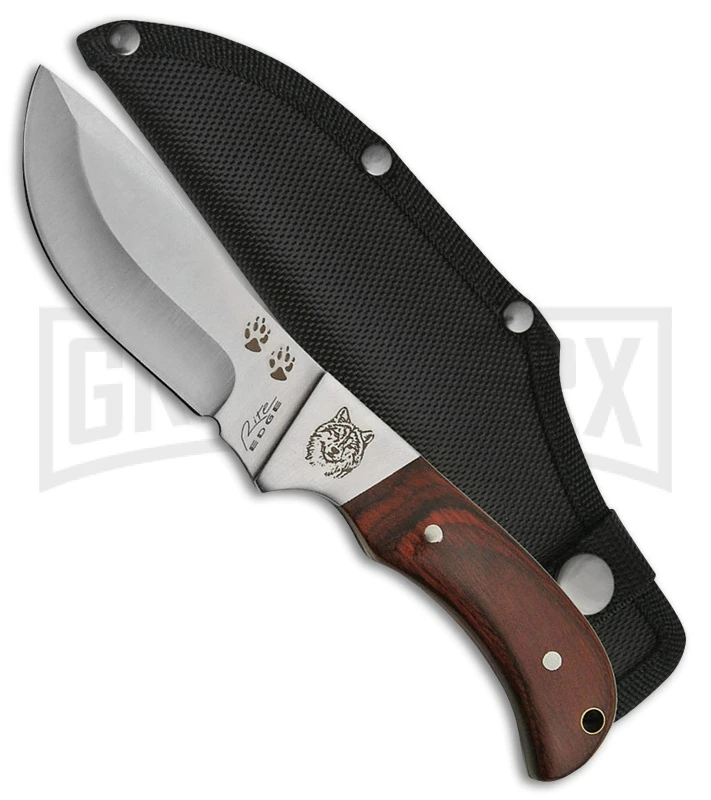 Rite Edge Wolf Skinner Brown Wood Fixed Blade Knife - Satin Plain 4 Rite Edge Wolf Skinner Brown Wood Fixed Blade Knife - Satin Plain - Image 2
