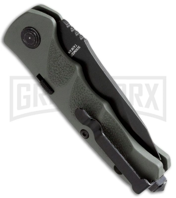Schrade Mini Extreme Survival OD Green Automatic Knife - Tanto Black Serr 4 Schrade Mini Extreme Survival OD Green Automatic Knife - Tanto Black Serr - Image 2