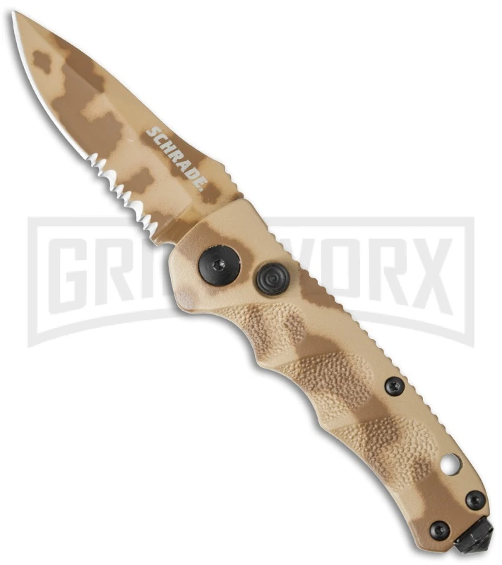 Schrade Mini Extreme Survival SC60MDS Desert Camo Automatic - Spear Point Serr 3 Schrade Mini Extreme Survival SC60MDS Desert Camo Automatic - Spear Point Serr