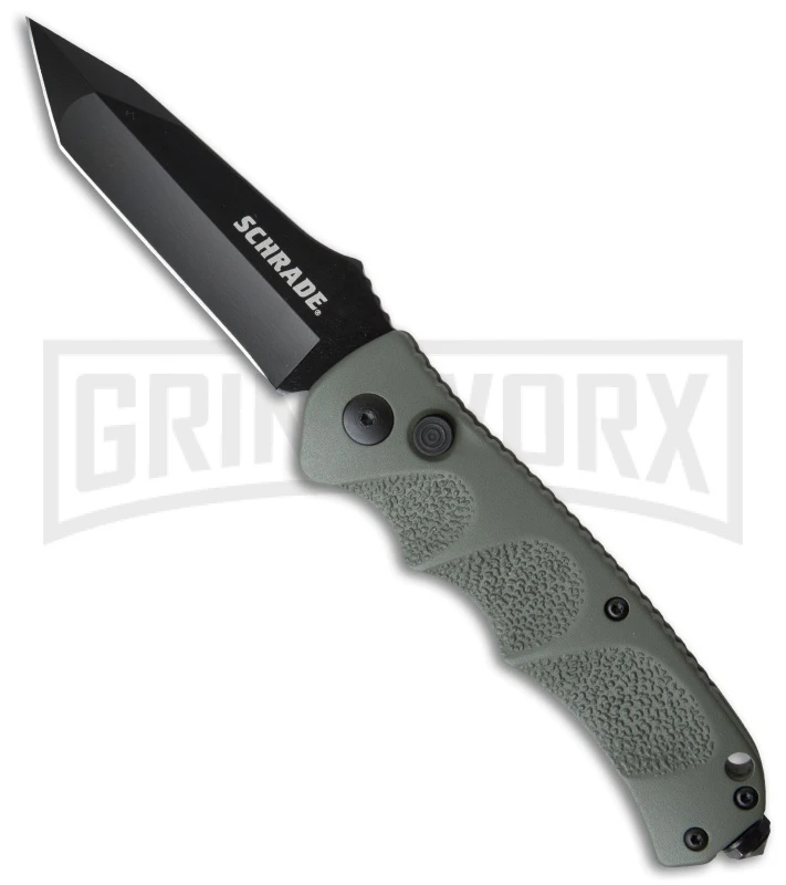 Schrade Extreme Survival Green Automatic Knife - Tanto Black Plain 3 Schrade Extreme Survival Green Automatic Knife - Tanto Black Plain