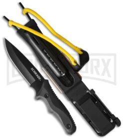Schrade SCHF39 Guide Master Sling Shot Fixed Blade Knife - Black Plain