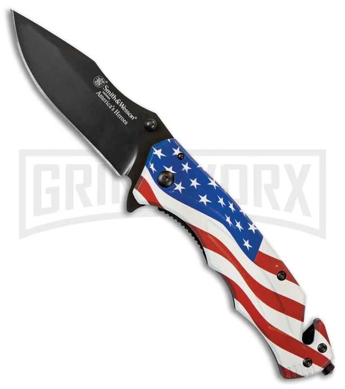 Smith & Wesson America's Heroes U.S. Flag Folding Knife - Black 3 Smith & Wesson America's Heroes U.S. Flag Folding Knife - Black