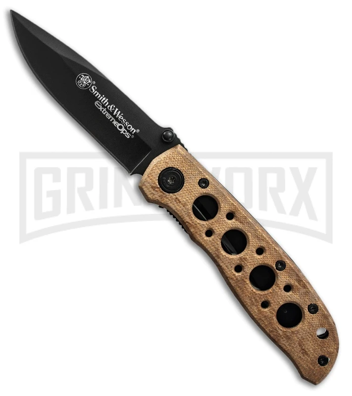 Smith & Wesson Extreme Ops CK105HD Desert Tan Folding Knife - Black Plain 3 Smith & Wesson Extreme Ops CK105HD Desert Tan Folding Knife - Black Plain