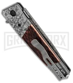 Tac-Force Jigged Bone Damascus Spring Assisted Knife - Damascus Plain -Best Knife Shop tac force jigged bone damascus TF 704BN BP 18547 er side large