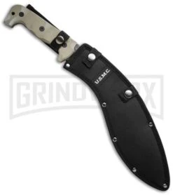 United Cutlery USMC Desert Sand Kukri Fixed Blade Knife - Black Plain -Best Knife Shop united cutlery usmc desert sand kukri uc3145 sheath cm large