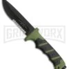 US Army Valor Green/Black Fixed Blade Knife W/ Sheath - Black Serr -Best Knife Shop us army valor green black sheath black serr BP 28692 jr large