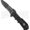 USMC M-Tech Liberty I Black GFN Spring Assisted Knife - Black Serr -Best Knife Shop usmc m tech liberty I black gfn sa black serr BP 28606 jr large