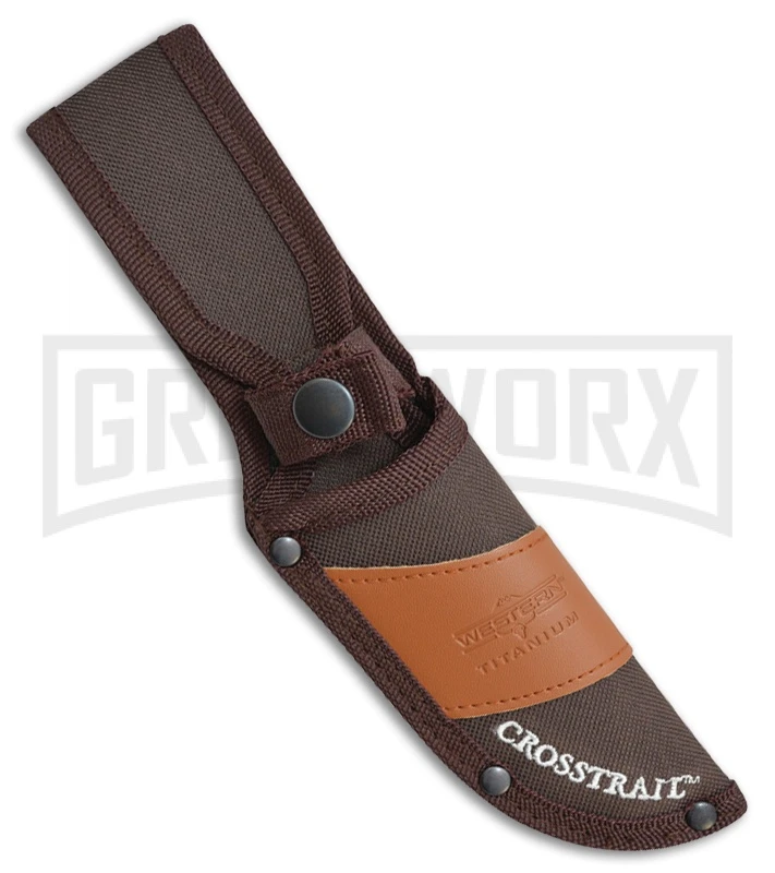 Western Cross-Trail Brown Delrin Stag Fixed Blade Knife - Satin Plain 4 Western Cross-Trail Brown Delrin Stag Fixed Blade Knife - Satin Plain - Image 2