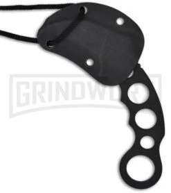 Tactical Combat Neck Knife Karambit Black Fixed Blade Knife - Black Plain -Best Knife Shop yc 9103 sheath large